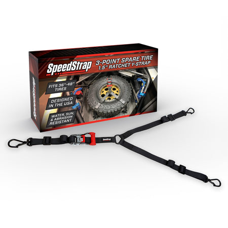 3-Point Spare Tire Ratchet Y-Strap, 2" Wide, Heavy-Duty