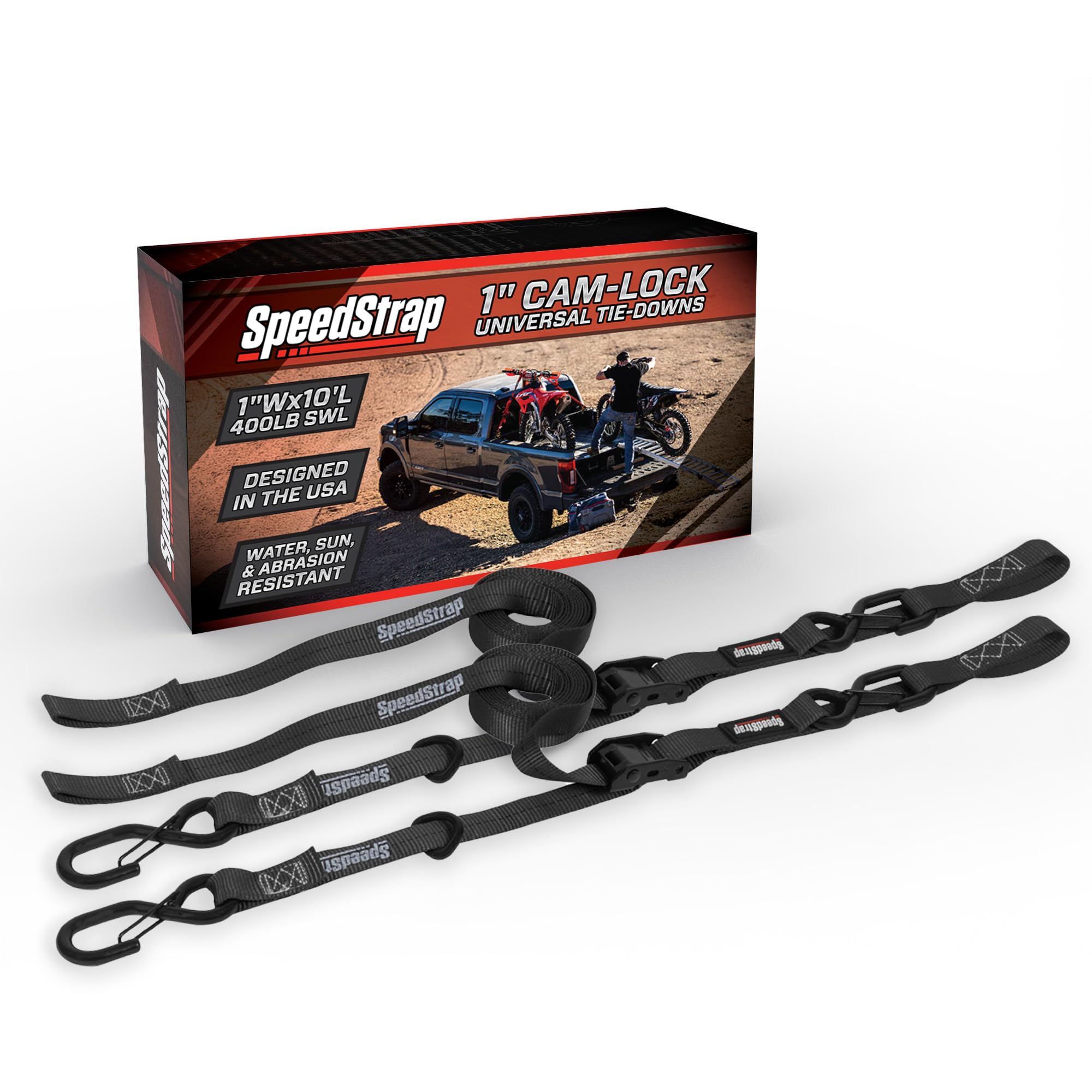 Cam-Lock Tie-Down with S-Hooks & Soft-Tie, 2-Pack Set