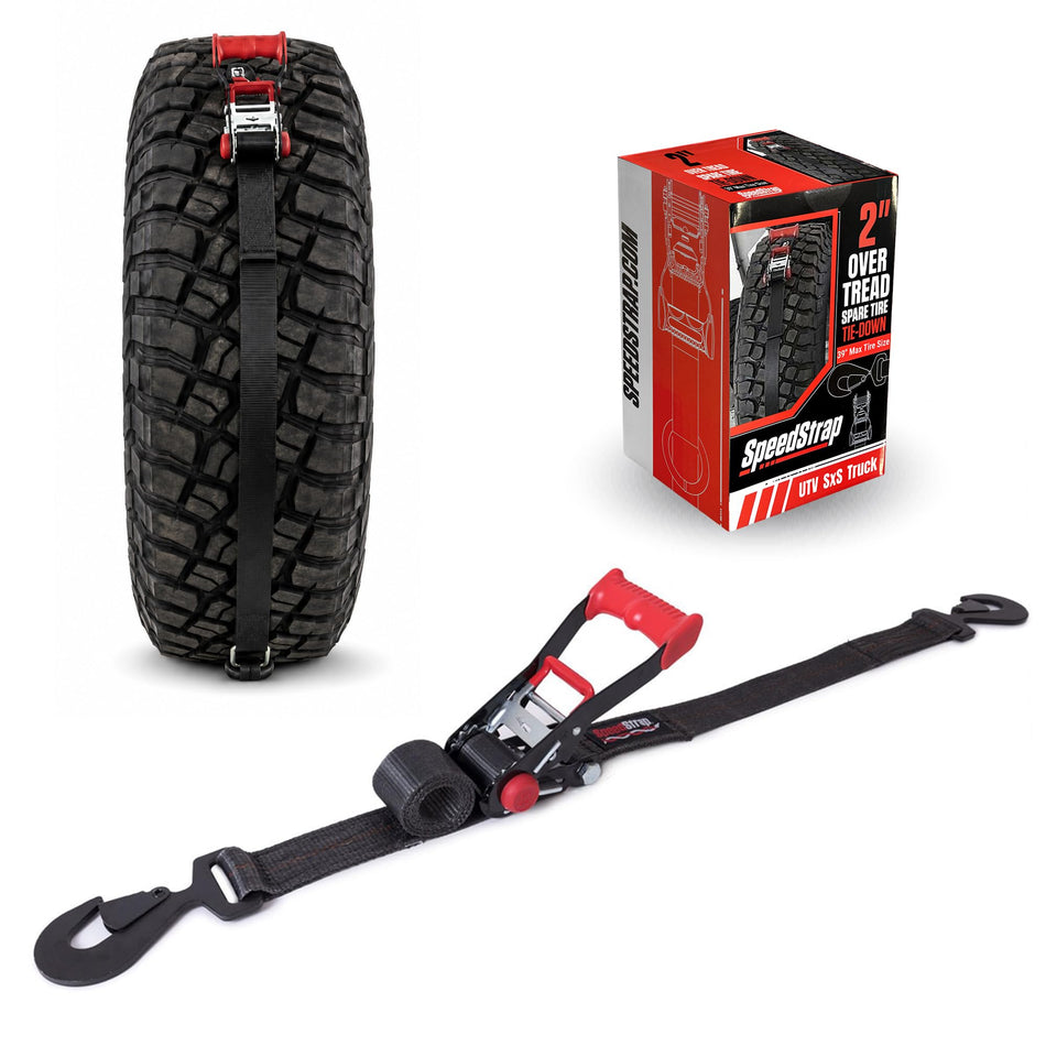 Spare Tire Hold Down Strap, Over-the-Tread Design, Black