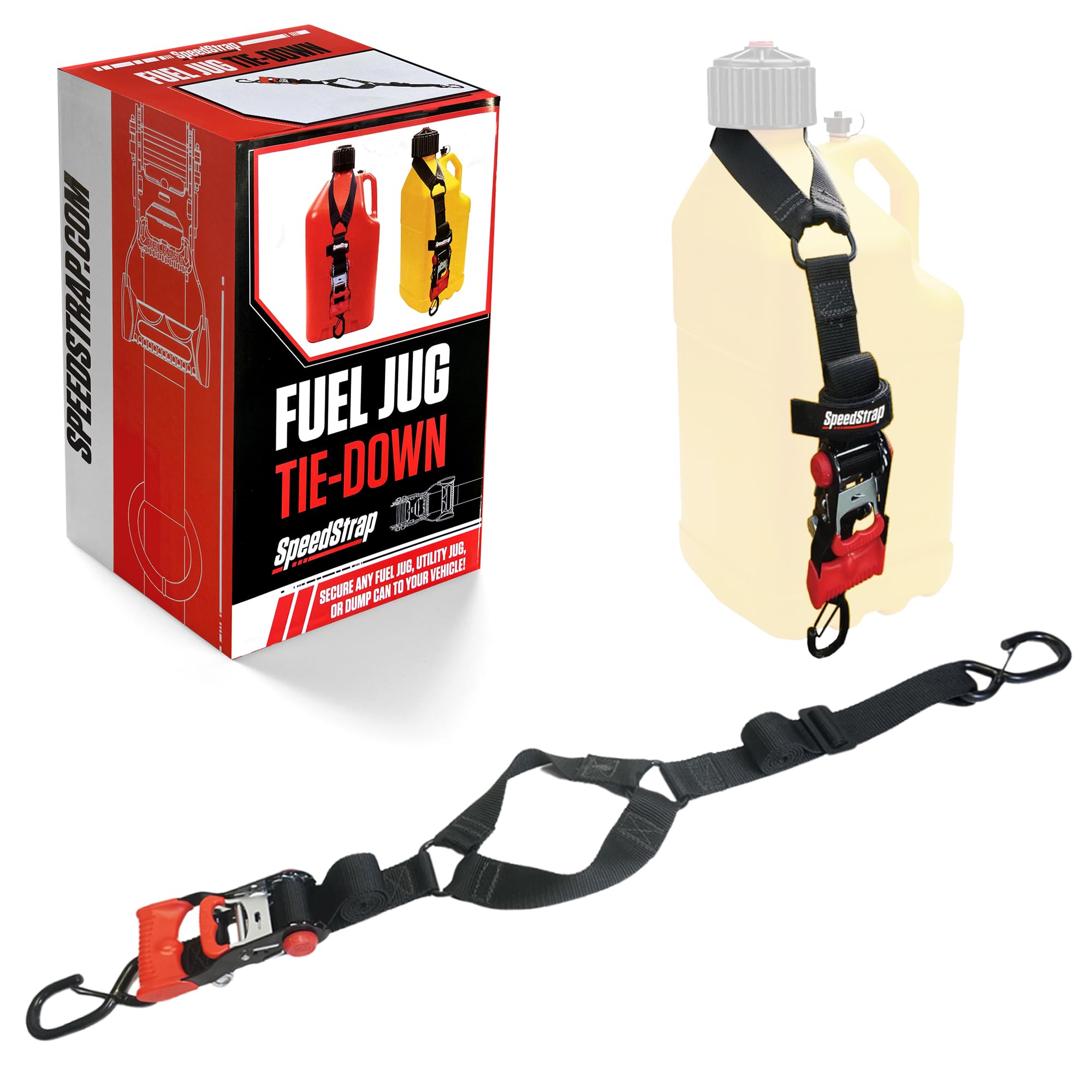 Fuel Jug Tie Down Strap with S-Hooks, 2.5-10 Gallon