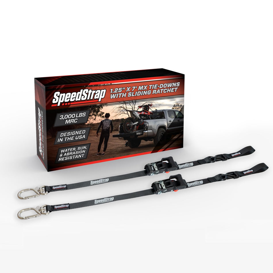 Motorcycle Tie-Down Straps with Sliding Ratchet, 2-Pk