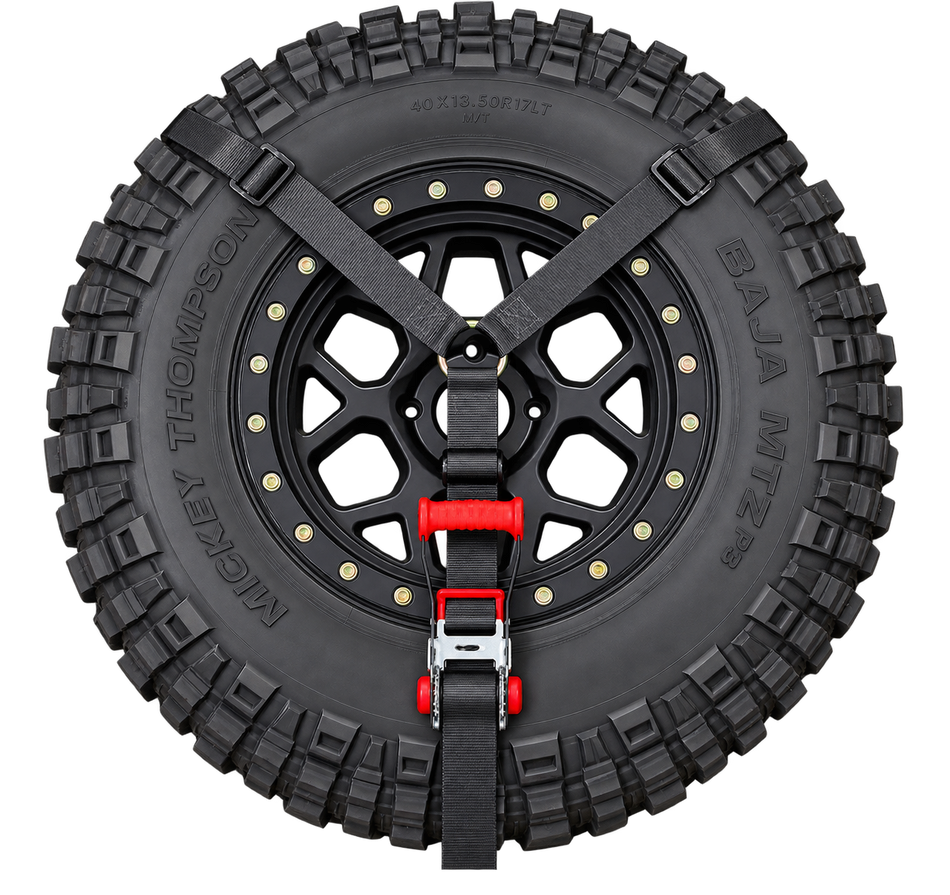 3-Point Spare Tire Ratchet T-Down Y-Straps